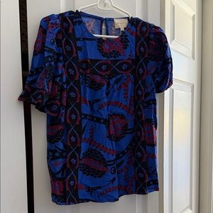 NWT Sezane Blue Patterned Blouse